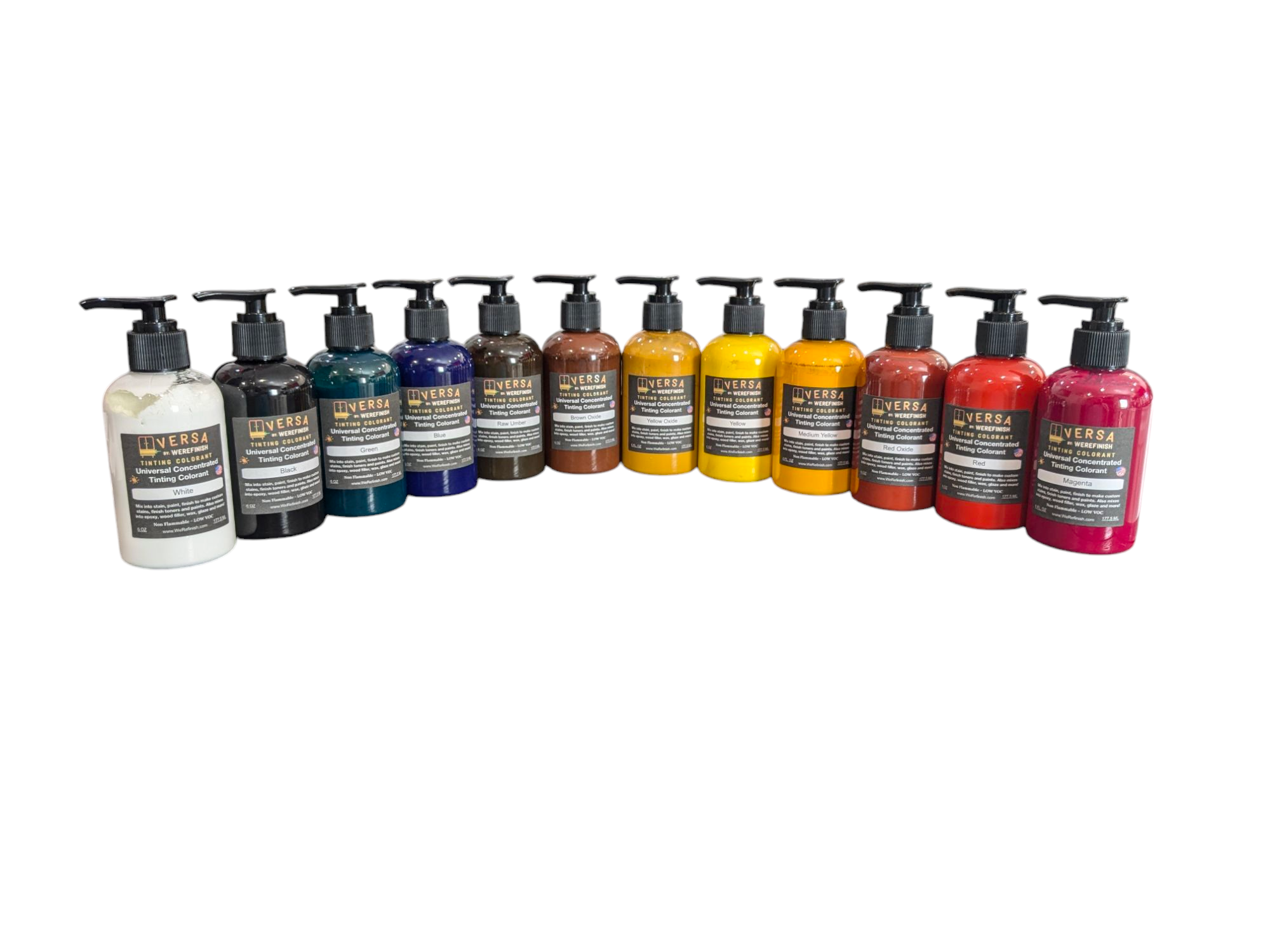 VERSA-COLOR Professional Universal Tinting Colorant Set | 12 Color Set | 6 oz Pump Bottle